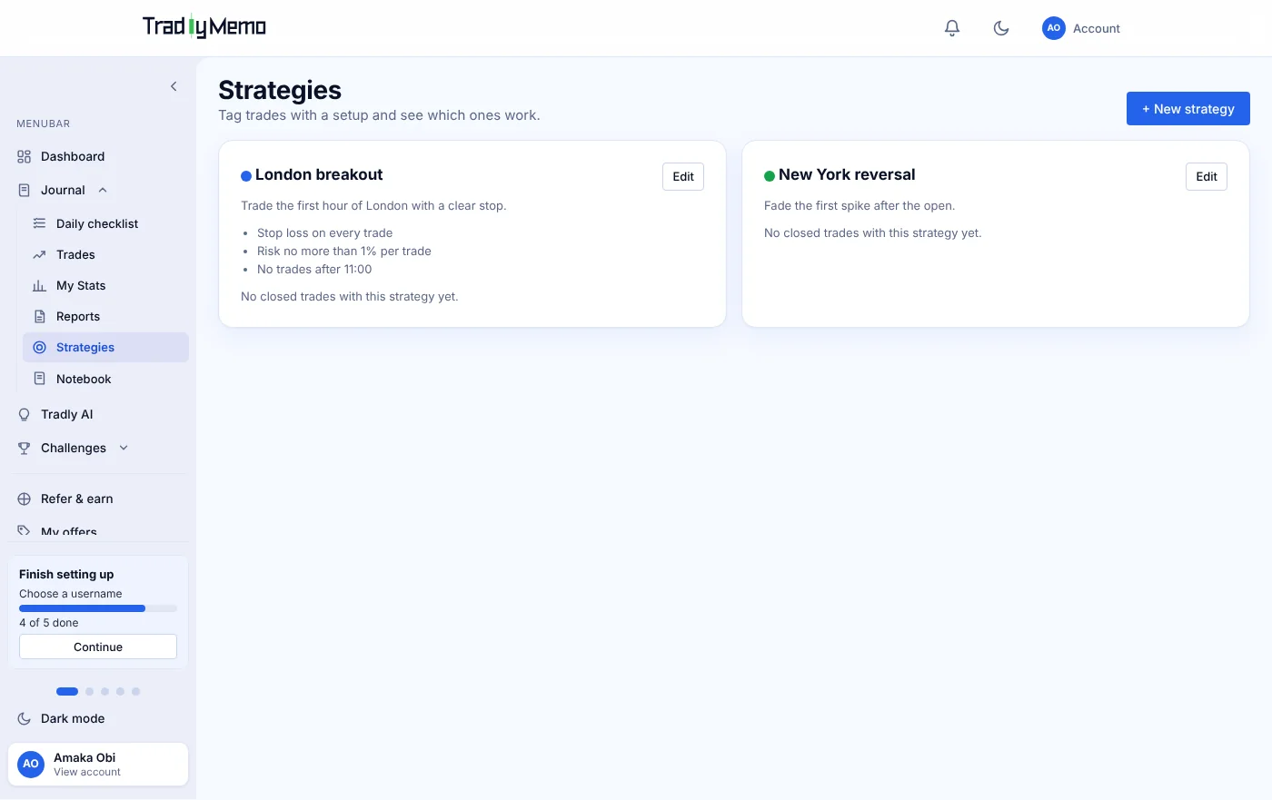 Strategies. Example data.